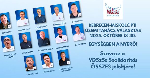 Debrecen-Miskolc PTI: október 13-30. között elektronikus üzemi tanács-választás!