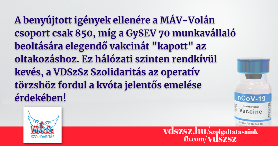 A VDSzSz Szolidaritás az operatív törzshöz fordul a kvóta jelentős emelése érdekében!