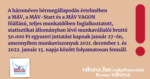 Egyszeri kifizetés: a MÁV-Volán csoport több vállalatánál január 27-én érkezik!