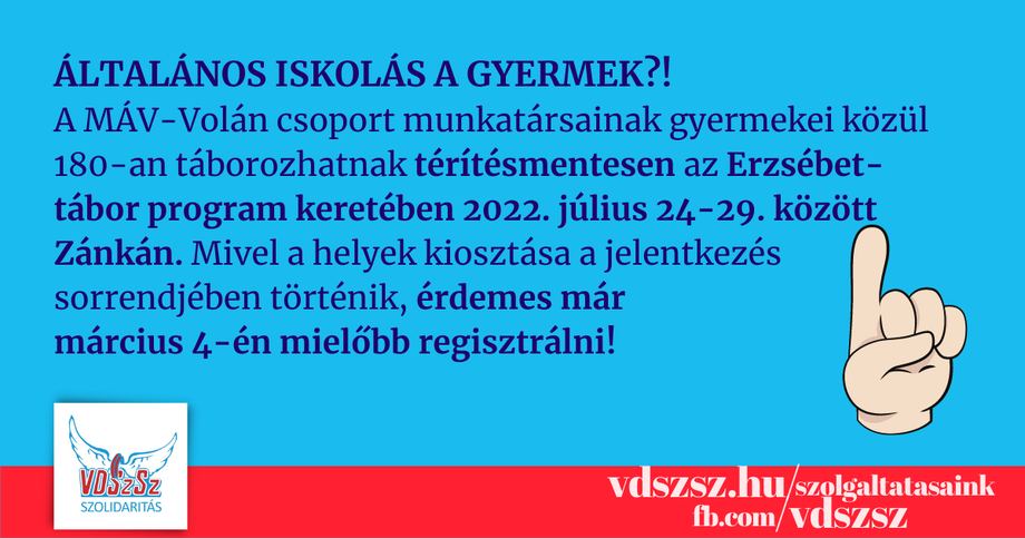 Ingyenes nyári élménytáborozás a MÁV-Volán csoport munkavállalóinak gyermekei részére