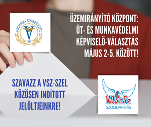 Üzemirányító Központ: ÜT- és munkavédelmi képviselő-választás május 2-5. között!