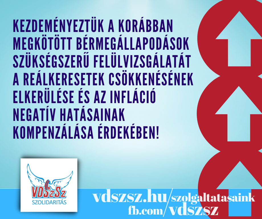 Kezdeményeztük a korábban megkötött bérmegállapodások szükségszerű felülvizsgálatát a reálkeresetek csökkenésének elkerülése és az infláció negatív hatásainak kompenzálása érdekében!