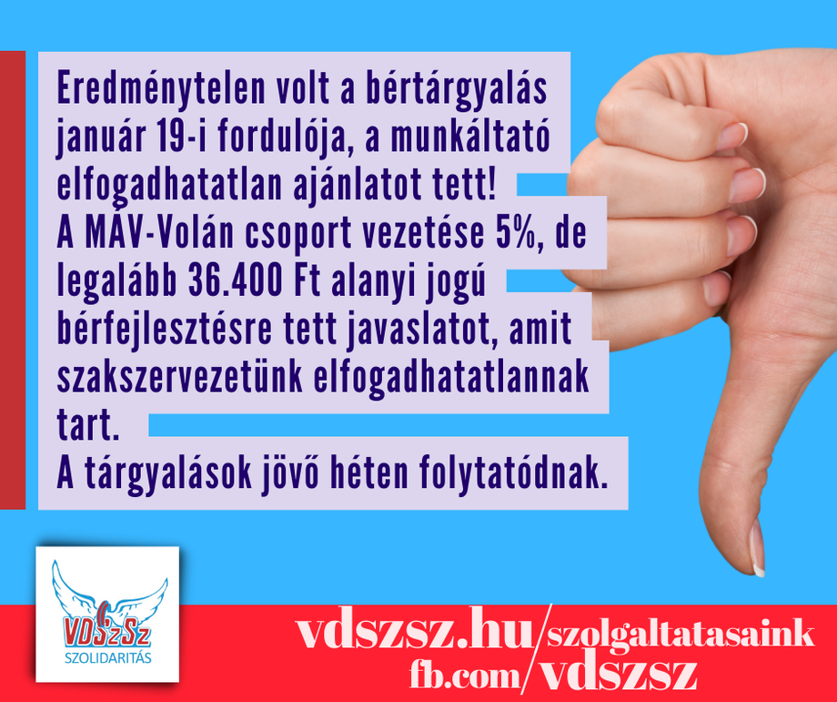Eredménytelen volt a bértárgyalás január 19-i fordulója, a munkáltató elfogadhatatlan ajánlatot tett!