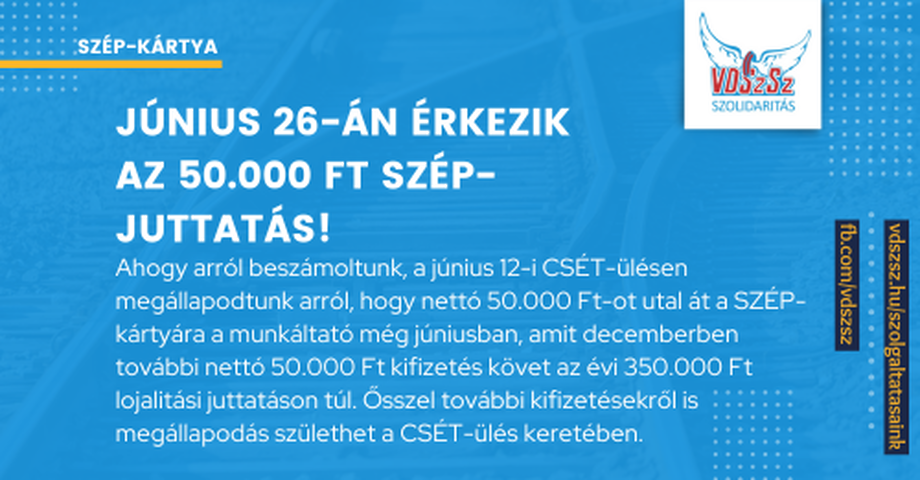 Június 26-án érkezik az 50.000 Ft SZÉP-juttatás!